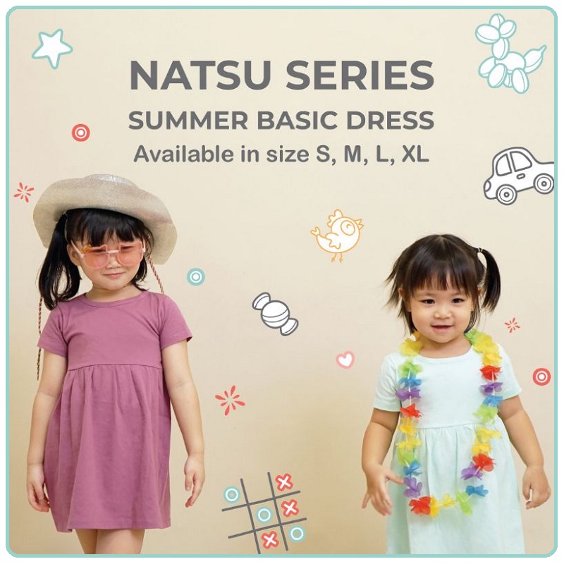 Powa Kids Natsu Summer Basic Dress | Baju Dress Anak