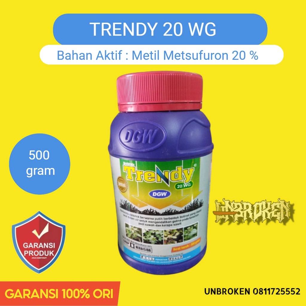 TRENDY 20WG - 500 Gram Herbisida Pengendali Gulma Pembasmi Rumput Semak Belukar Pada Tanaman Padi Ke