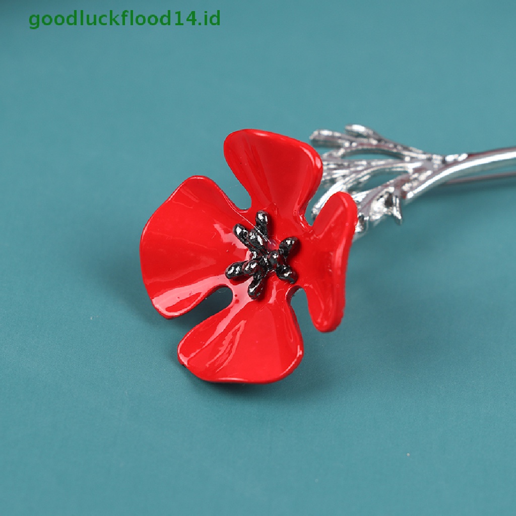 [GOOGFOUR] 1pcs Retro Kreatif Poppy Bunga Bros Jas Pakaian Kemeja Kerah Pin Brooch [Atasan]