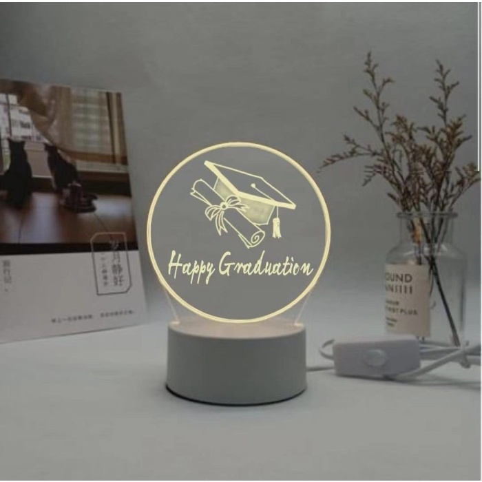 ✿ BISA COD✿ Lampu Tidur Hias LED 3D Transparan 3 lampu happy birthday - TD04