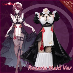 UWOWO Rosaria Cosplay Maid Costume Game Genshin Impact Fanart Maid Ver Dress Halloween Christmas Costume Role Play