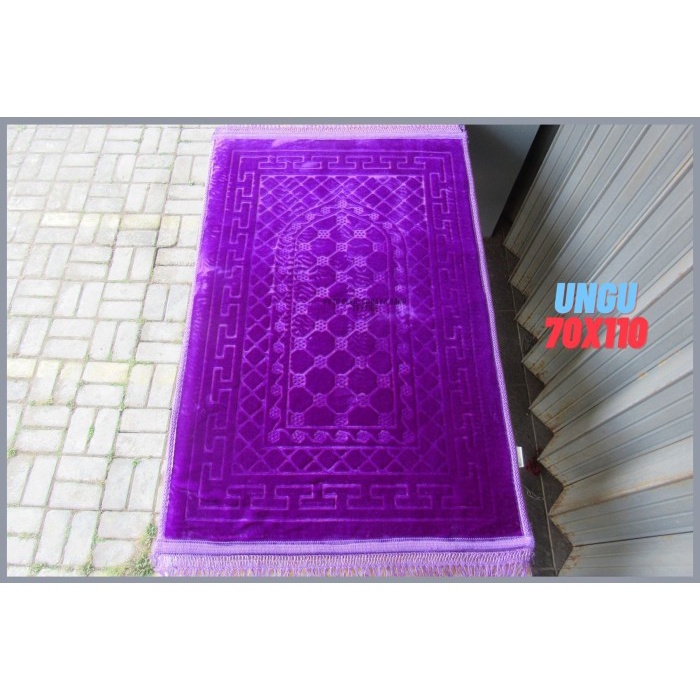 Alas Sholat Sajadah import turki empuk ori al aqsa 120x80cm tebal halus anti slip - Ungu 70x110cm (E