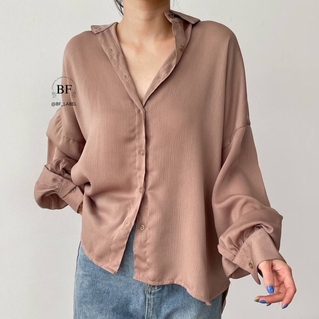SHINE TOP 2110 | Kemeja Premium Wanita | Kemeja Korean Style | Kemeja Crinkle Silk by@bf_label