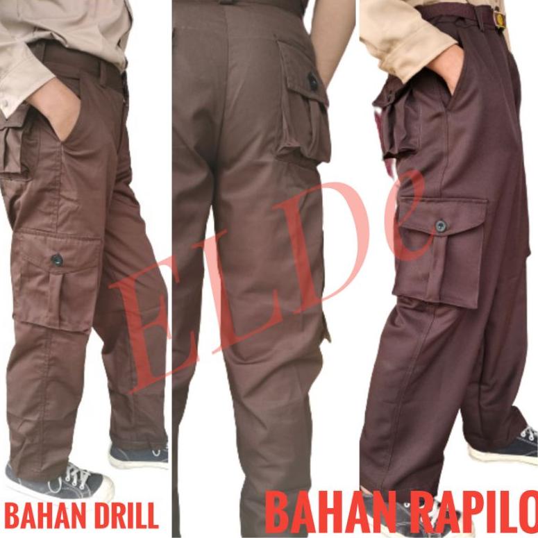 [Q6992W] eLDe Celana Pramuka PDL Bahan Rapilo Dan Drill SMP SMA Panjang Laki laki Perempuan