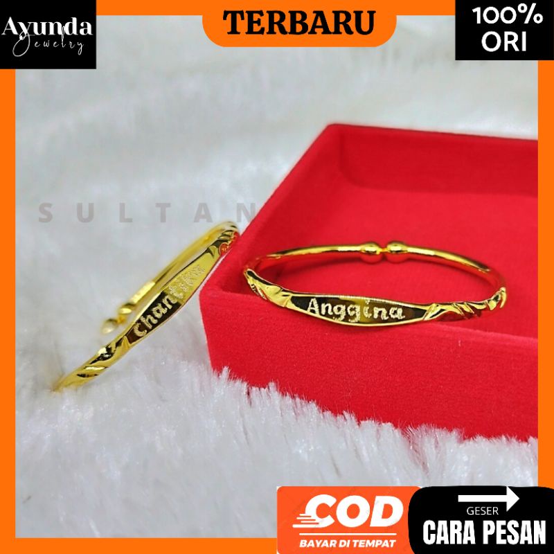 UKIR NAMA Gelang monel anak Bayi anti karat anti step gelang baby gelang bayi