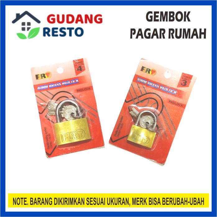 GEMBOK PAGAR KUNING / KUNCI PINTU GEMBOK KANTOR KOPER KUNINGAN BRASS PADLOCK 30 40 50 60 MM