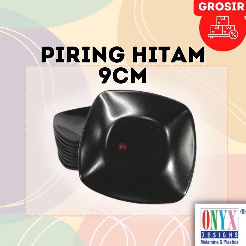 Piring Sambal Persegi Warna Hitam ukuran 9cm -  Melamin