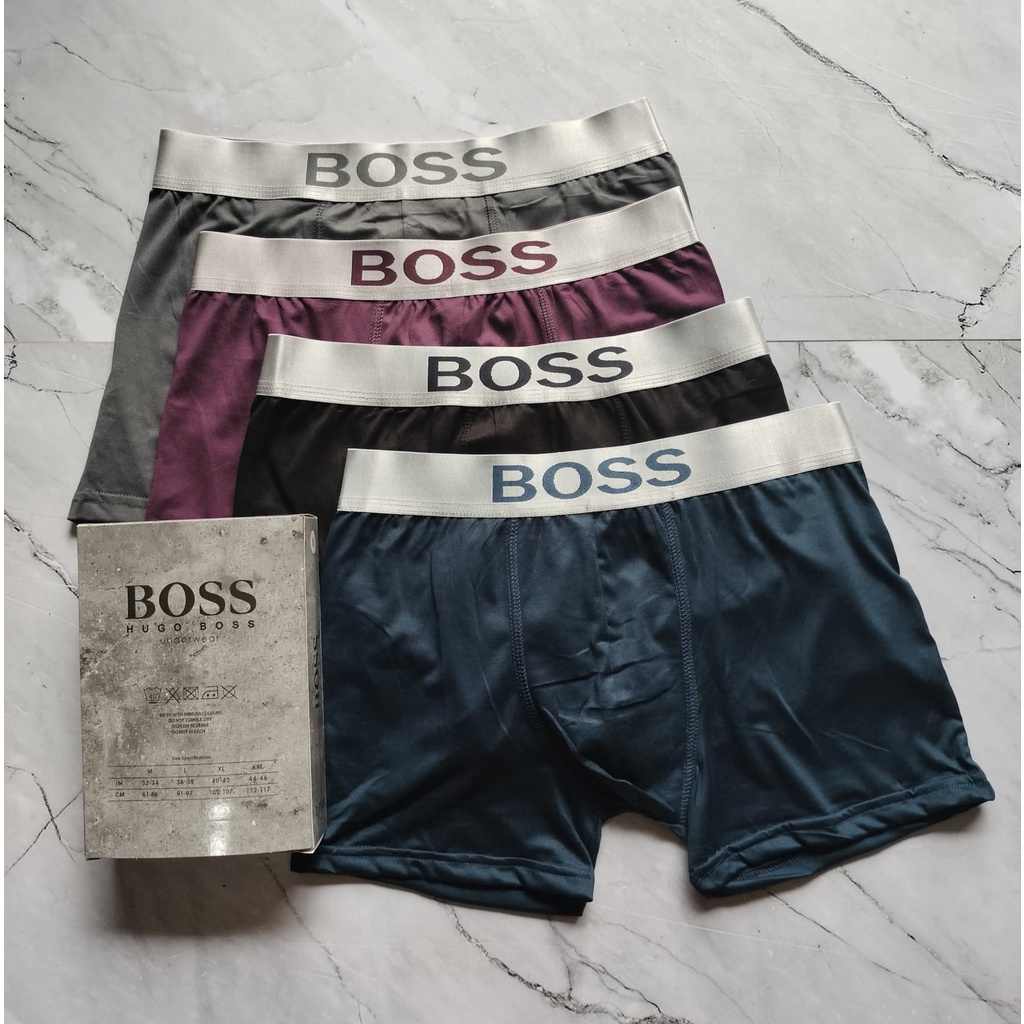 3 Pcs celana dalam boxer pria / boxer bos premium silver