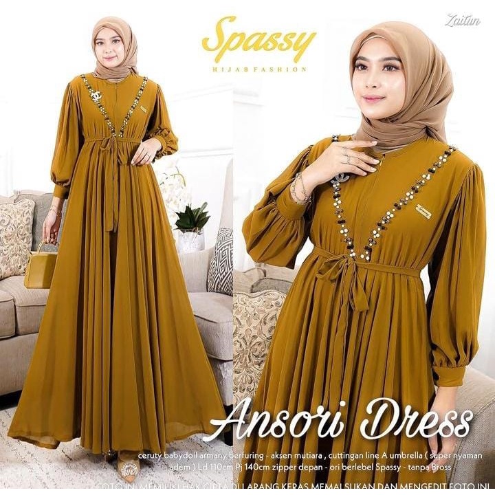 ANSHORI dress- gamis ceruty- gamis payet- gamis bridesmaid ANSORI- gamis daily ld 110