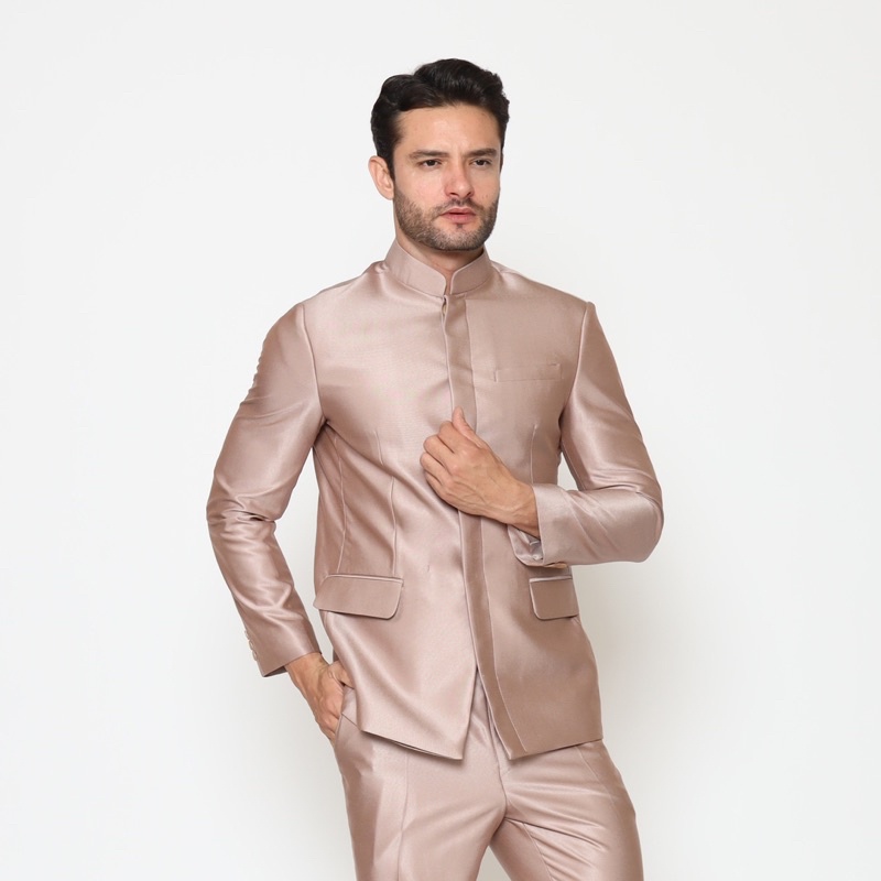 Setelan Beskap Pengantin Semi Wool Import Jas Shanghai