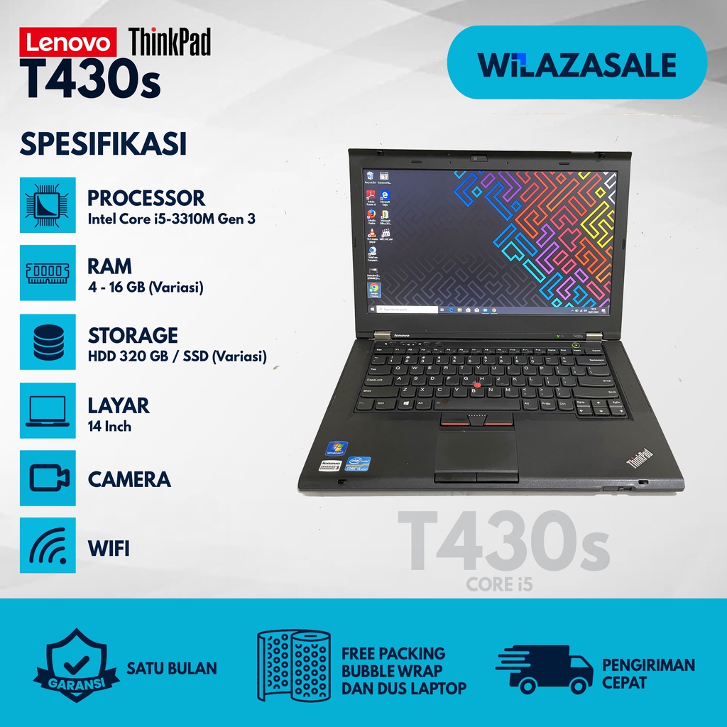 Laptop tipis dan kuat Lenovo T430S Core i5/ Core i7