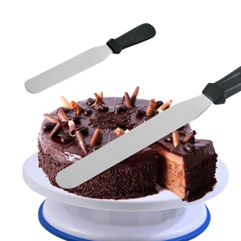 Spatula Kue / Polesan Kue Stainless Steel Gagang Hitam