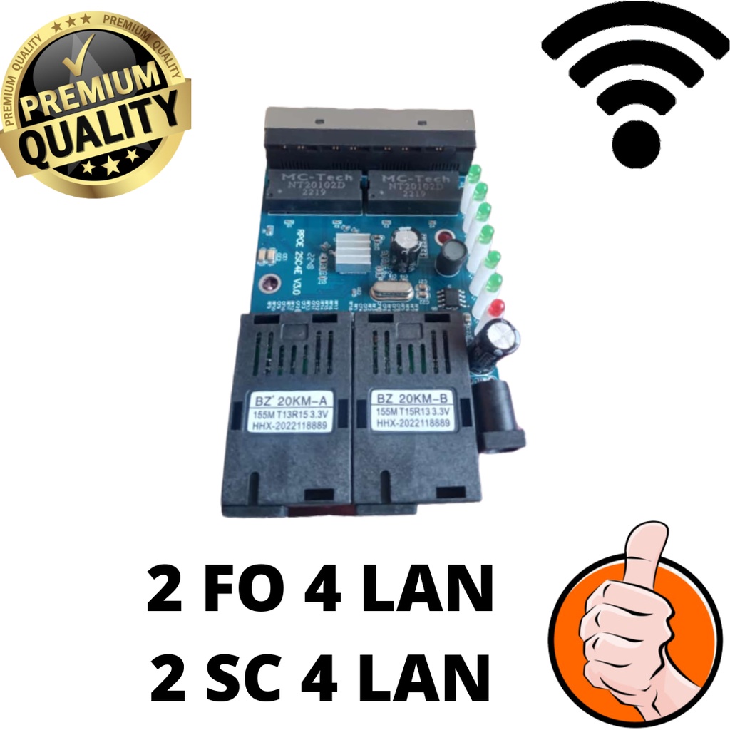 KONVERTER 2 FO 4 LAN PCB BIRU SUDAH POE