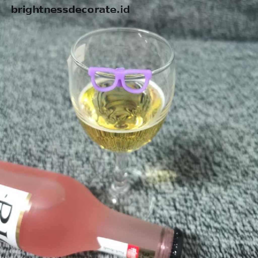 [Birth] 6pcs Gelas Silikon Berbentuk Gelas Wine Penanda Gelas Minum Pengidentifikasi Goblet [ID]