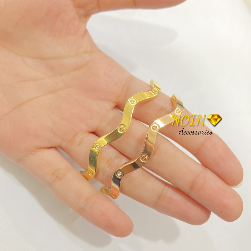 Gelang Titanium Gelombang Anti Karat Embos Bangle CTR