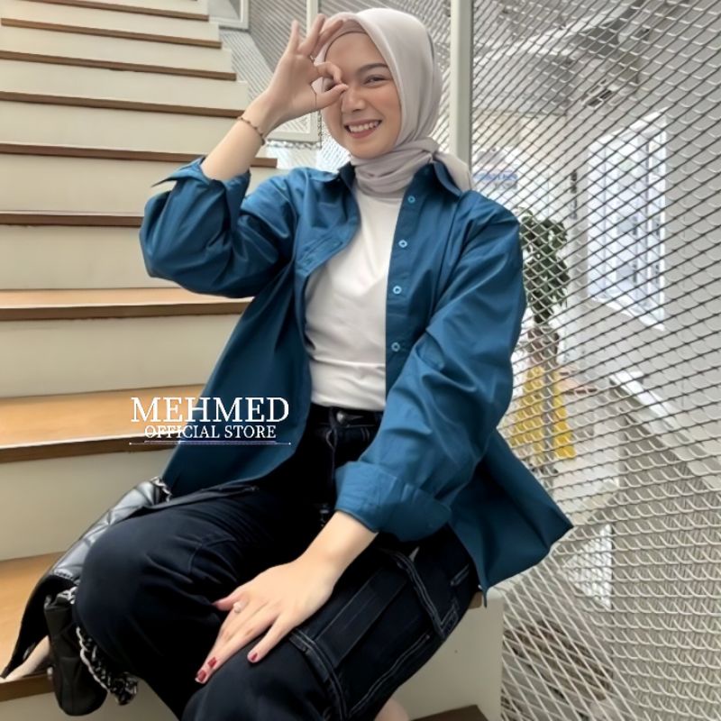 Kemeja Oversize Linen Wanita Alea Olivia Shirt High Quality Premium