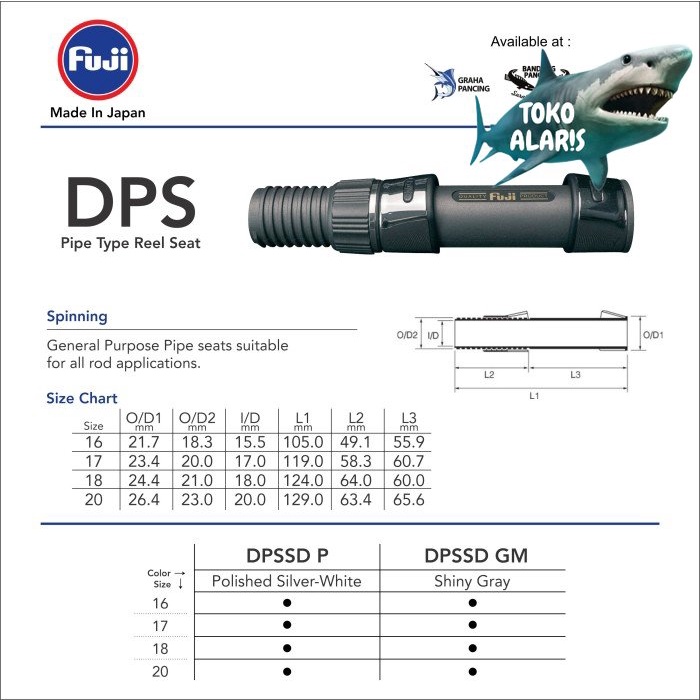 REEL SEAT FUJI DPSSD - P 16