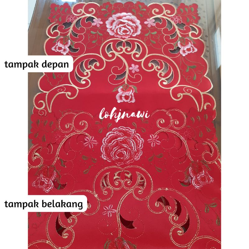 Taplak Meja Tamu Bordir Kerancang 40x90 cm Mewah Premium Impor Termurah Table Runner Shabby Chic