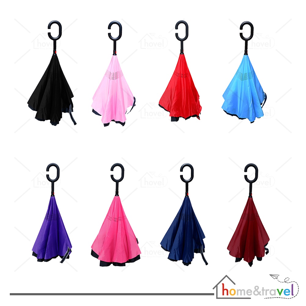 HOVELSHOP Payung Terbalik Polos Kazbrella Gagang C Upside Down Umbrella