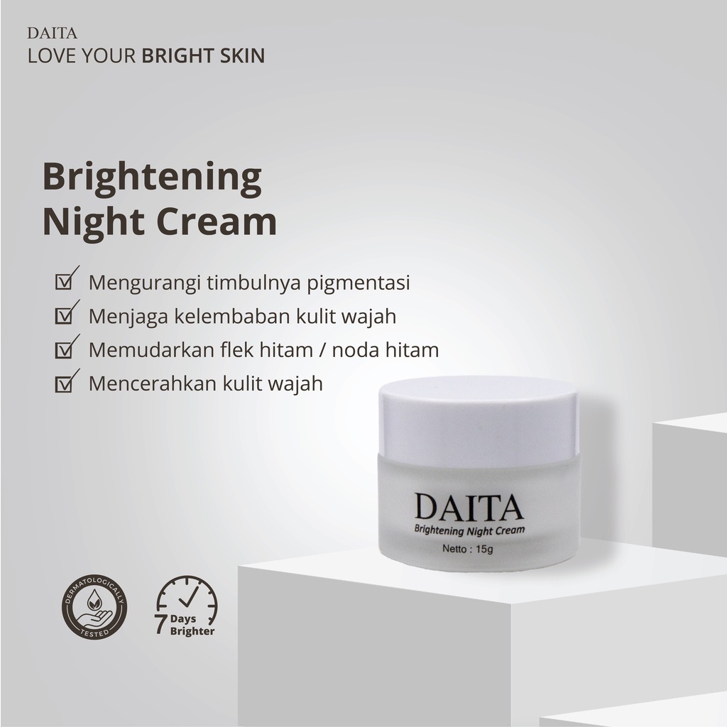 Daita skincare original cosmetic brightening paket facial foam day cream night cream glowing whitening bpom ampuh putih cepat dalam 7 hari