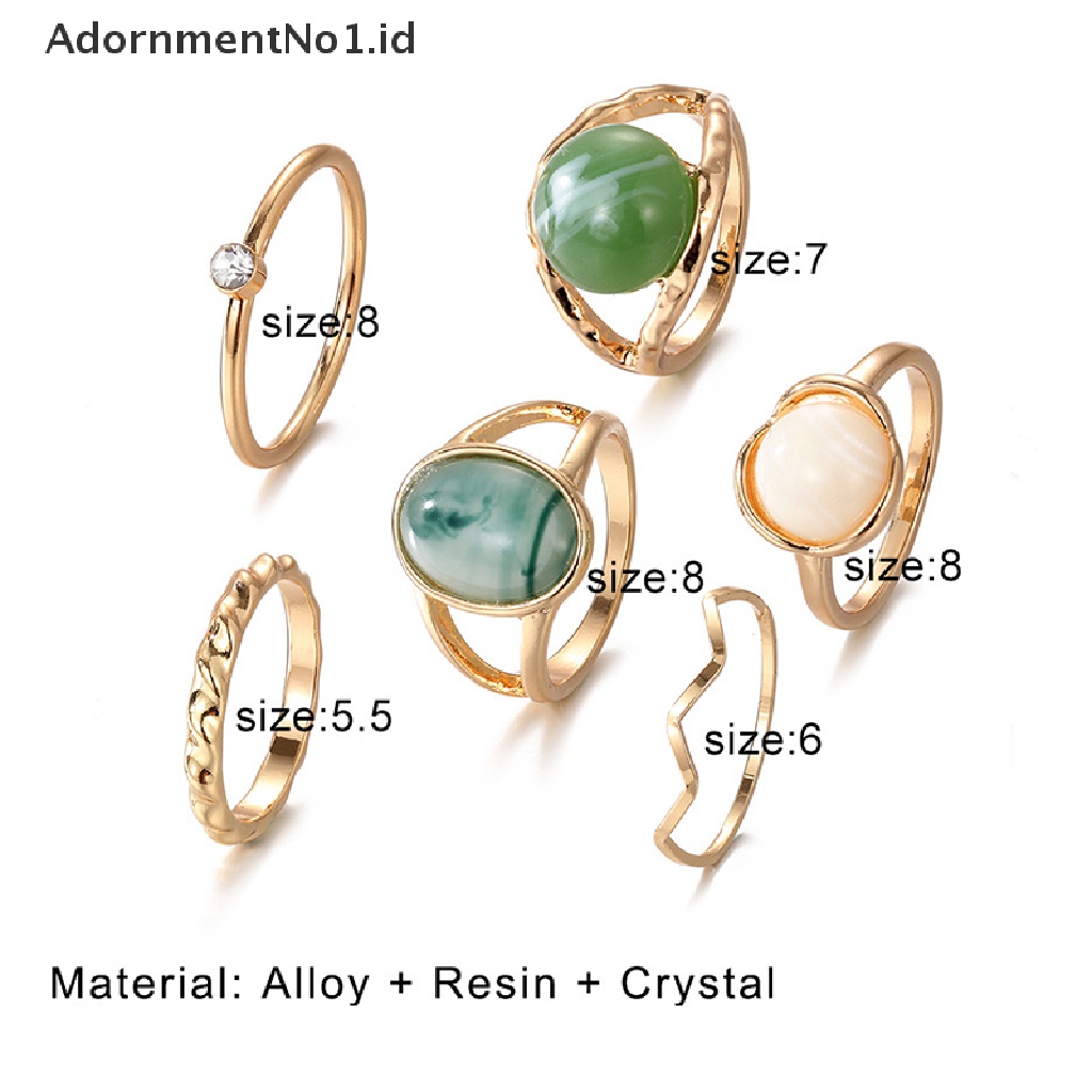 [AdornmentNo1] 5/6pcs Emerald Ring Knuckle Rings Untuk Wanita Gadis Fashion Perhiasan Aksesoris Wanita Gadis Knuckle Ring Finger Rings Set Hadiah [ID]