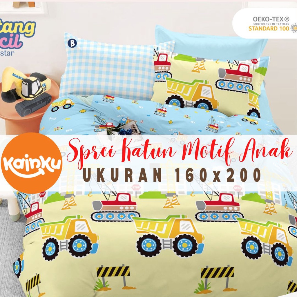 Sprei Anak 160x200 No.2 Queen size motif karakter kartun lucu Katun asli anti geser