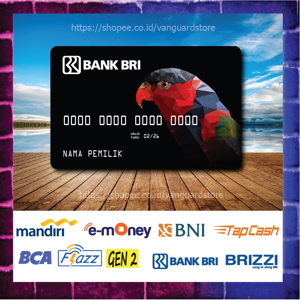 KARTU E MONEY E TOLL KARTU BLCAK BRI BURUNG DEBIT CREDIT EMONEY MANDIRI FLAZZ BCA BNI TAPCASH BRIZZI BRI - 1 SISI