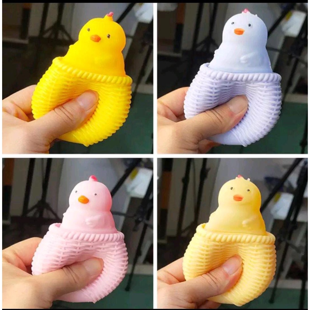 Mainan Squishy POP IT Ayam Pencet anti stres LED NYALA