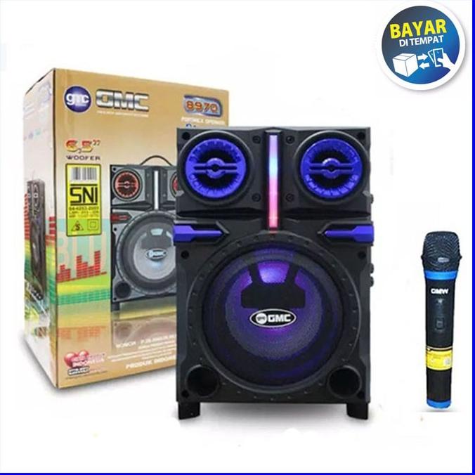 Speaker GMC 897Q Portable bluetooth spiker free mic wireless KARAOKE