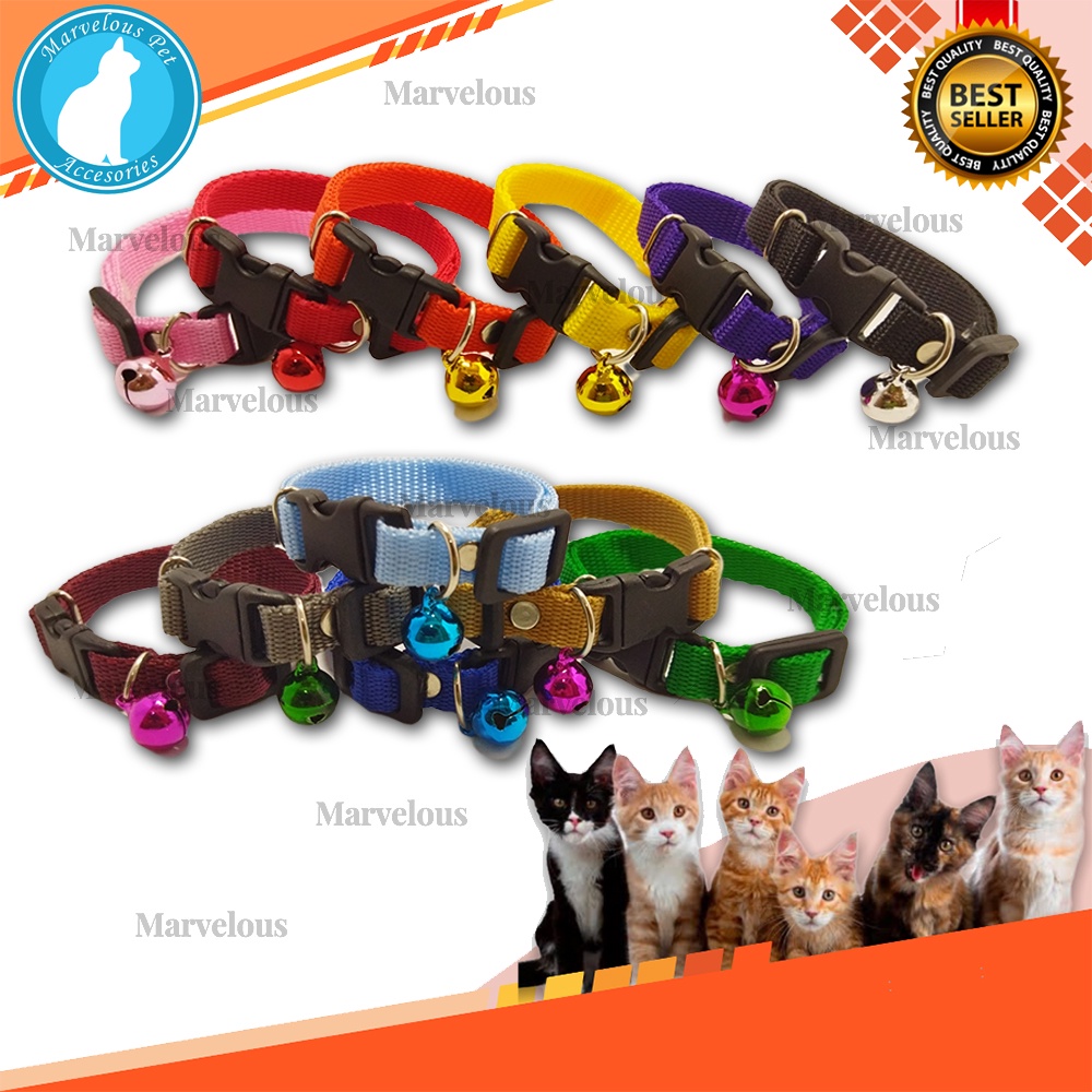 Kalung Kucing Polos Murah  Bahan Tebal Lonceng Warna Warni / Aksesoris Kucing Lucu Murah