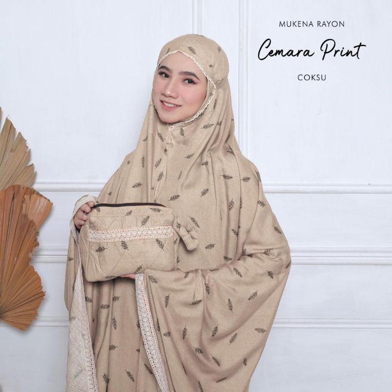 Mukena Cemara print | Mukena Rayon | Mukena Traveling | Free Bag