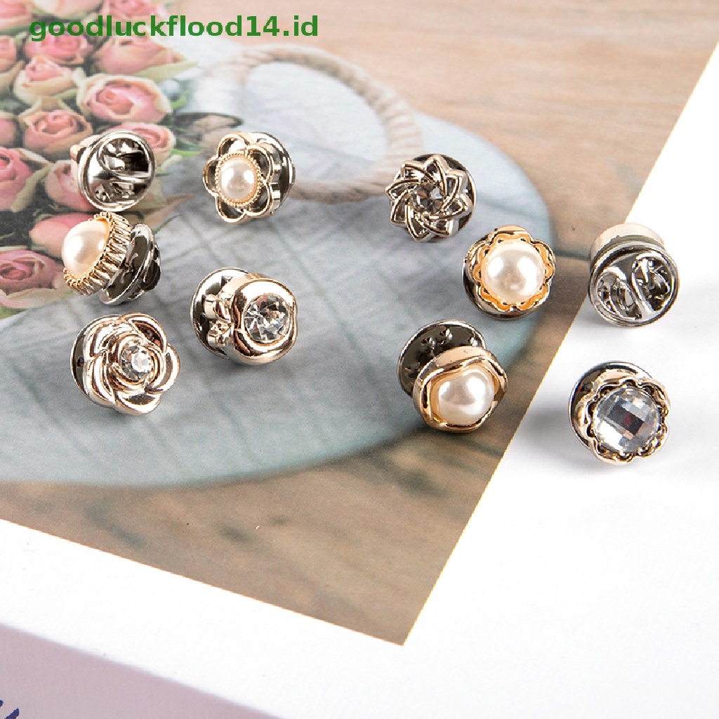 [GOOGFOUR] 10 Pcs Tombol Bros Set Fashion Mutiara Berlian Imitasi Pin Mantel Aksesoris Pakaian [TOP]