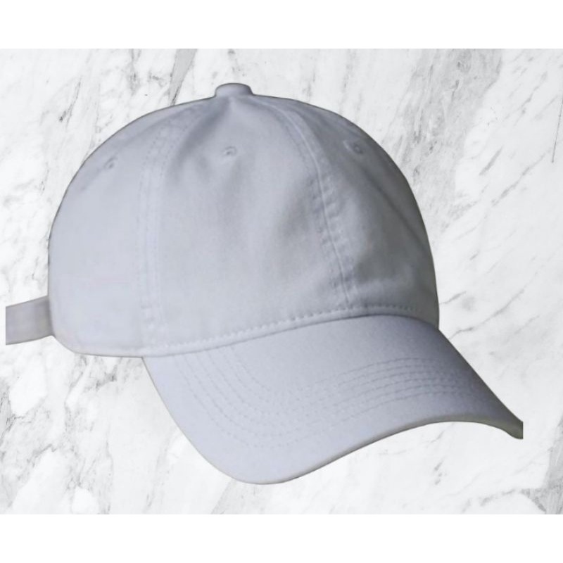[PART 1] COD Topi Baseball Sport  Bordir / Topi Bucket Polos Pria / Wanita Distro Korea-Putih Polos