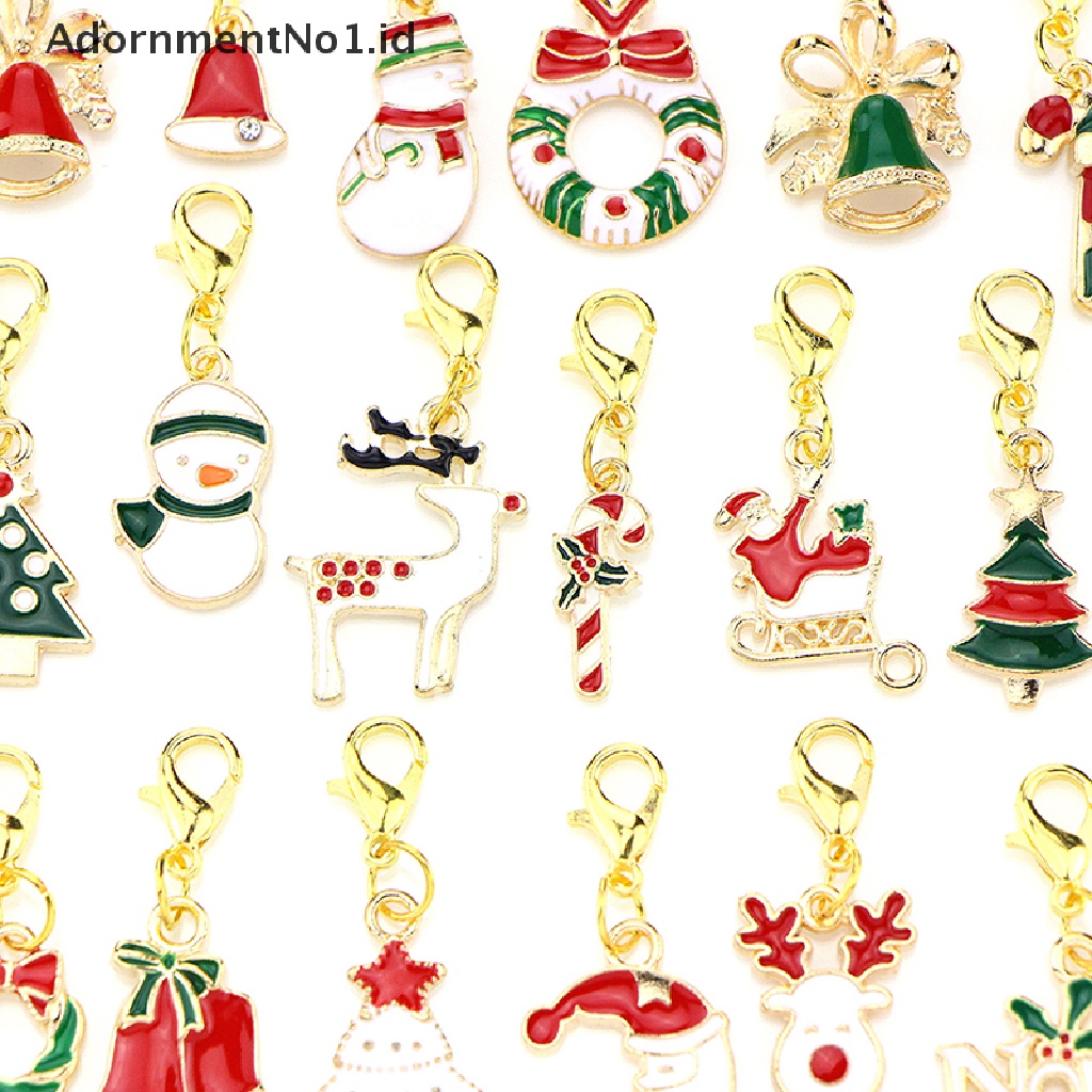 [AdornmentNo1] 5/15pcs Manik-Manik Natal Enamel Campuran Menjuntai Ch Liontin Dengan Lobster Clasp Gantungan Kunci Untuk DIY Gelang Kalung Perhiasan Fingingings [ID]