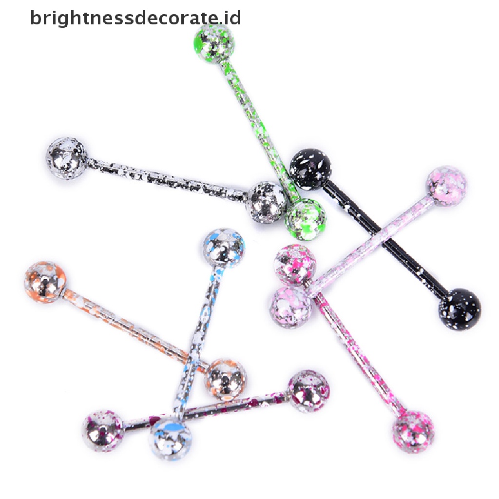 [Birth] 8pcs/set Mix Perhiasan Tubuh Cincin Lidah Bola Stainless Steel Warna-Warni [ID]