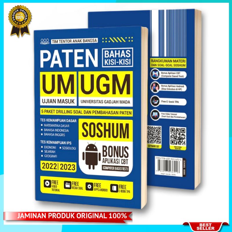 Buku PATEN UM UGM SOSHUM 2022 - 2023 Bonus Aplikasi CBT
