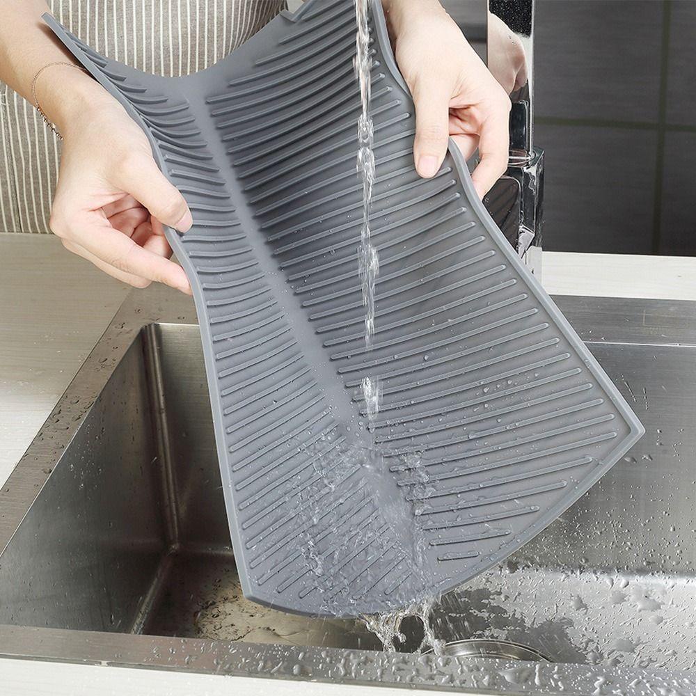 Solighter Sink Dish Draining Mat Silicone Panci Piring Peralatan Dapur Tatakan Gelas Anti Panas