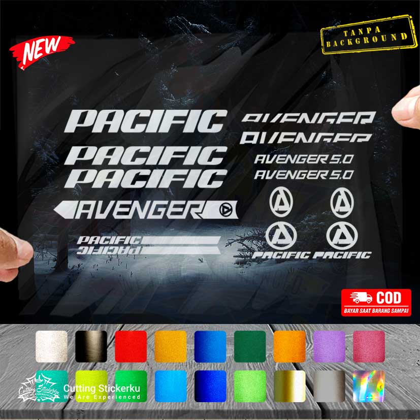 Cutting Stiker Pacific Avenger 5.0 Variasi Sepeda Sticker Frame Aksesoris Body Style Lipat Keren Bodi Samping Striping Bike Road Anak Fixie Mtb Balap Veriasi Setiker Timbul Huruf Tulisan Universal Murah Nyala Tahan Air Bodi Hologram Batang Gunung