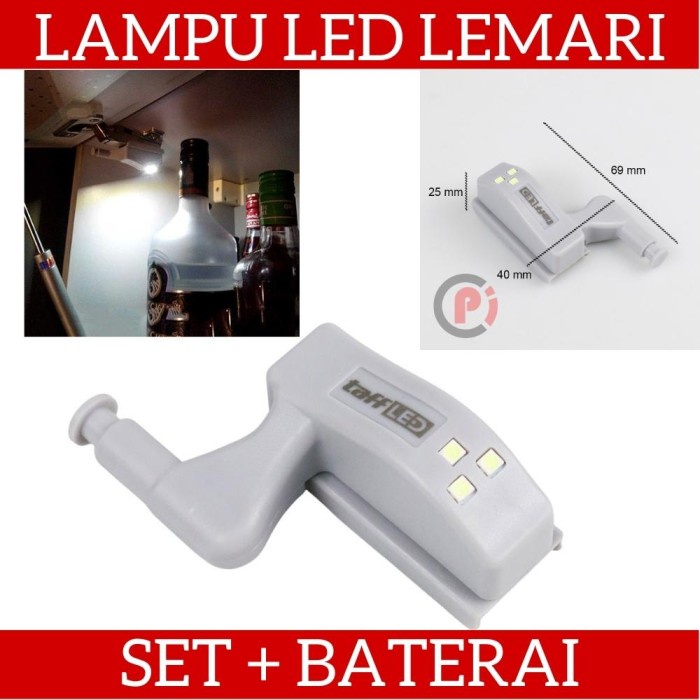 Lampu LED Lemari Furniture Hinge Kabinet Set Plus Baterai Cahaya Putih