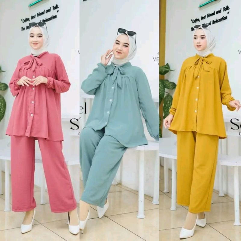 One set jumbo Cringkel airflow premium Setelan wanita dewasa