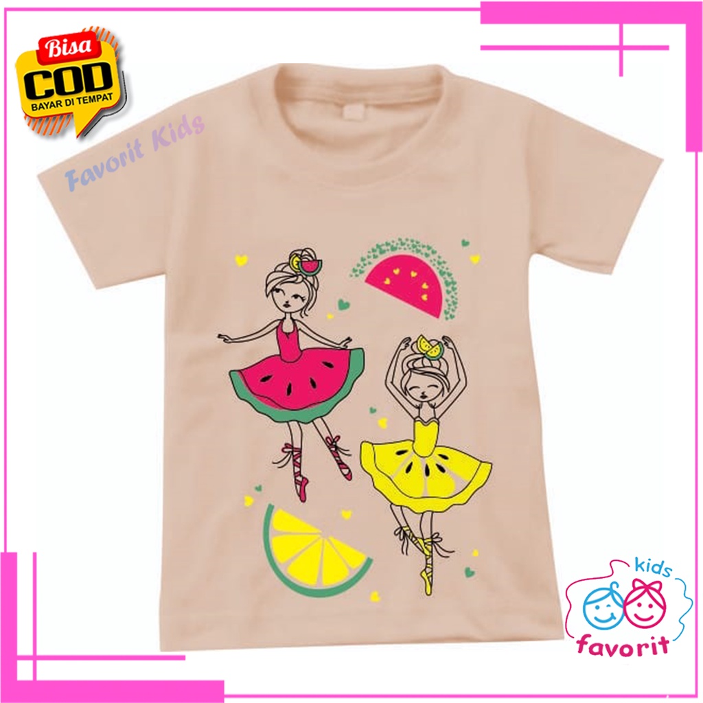 Favorit kids Baju kaos anak perempuan lengan pendek | kaos atasan anak perempuan usia 1-10 Tahun