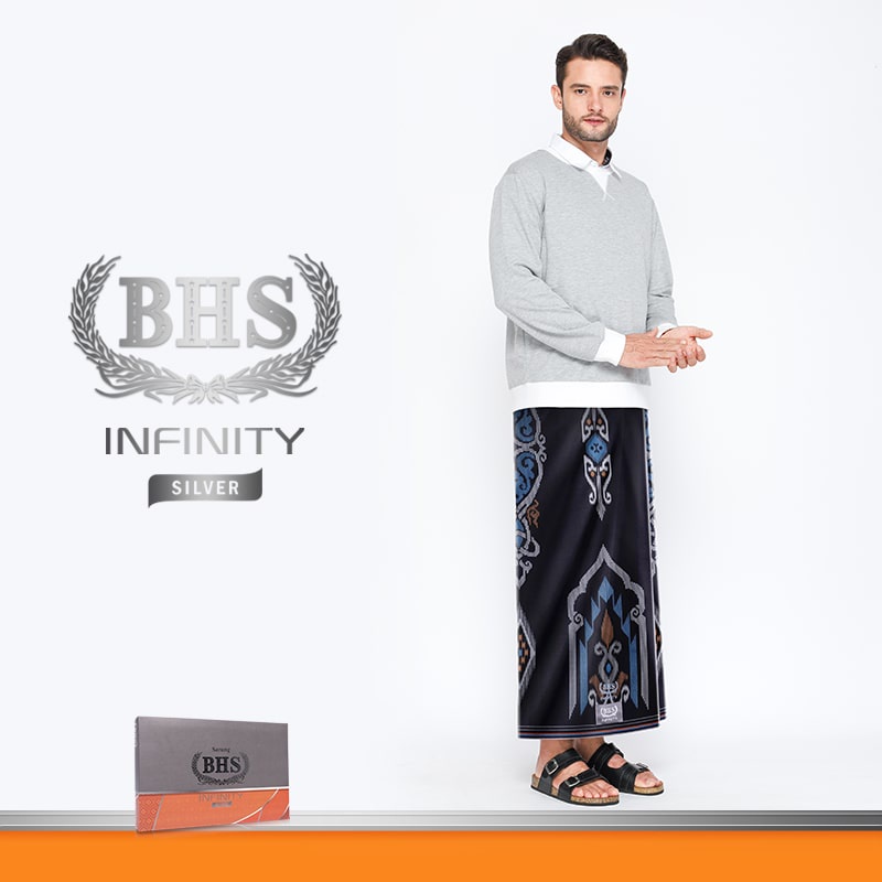 Sarung BHS Infinity Silver Motif PKE Hitam Biru