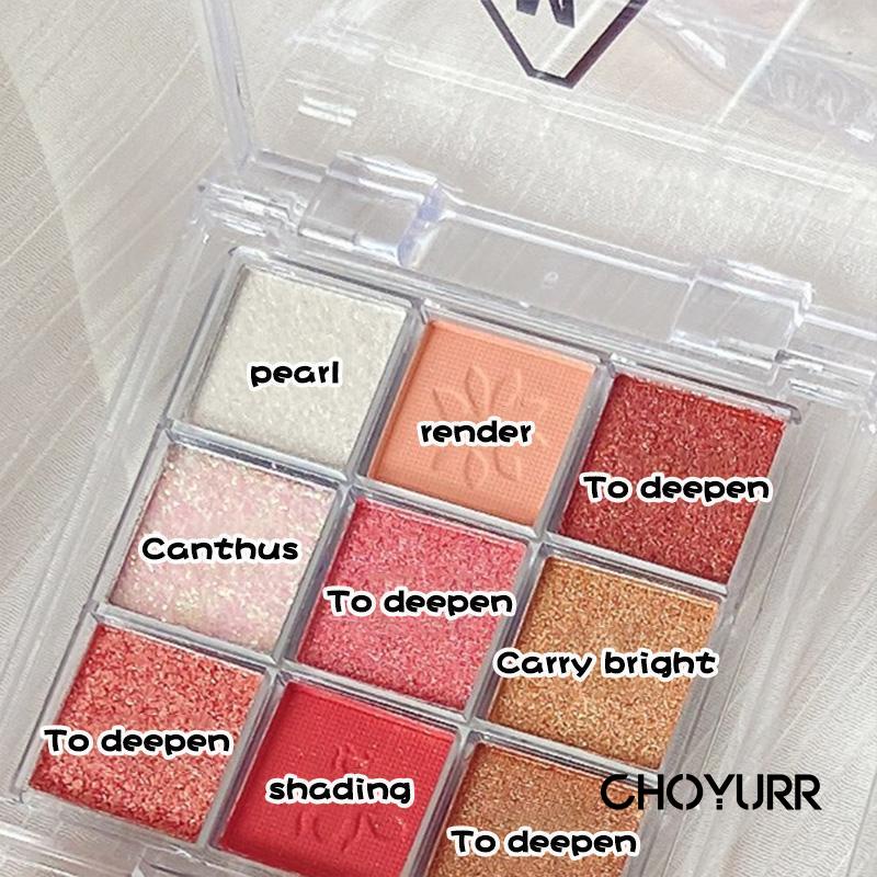 【COD】Eyeshadow Palette Waterproof 9 Warna Glitter Matte Pearlescent Sparkling Non-Smudge Korean Original Import-CH