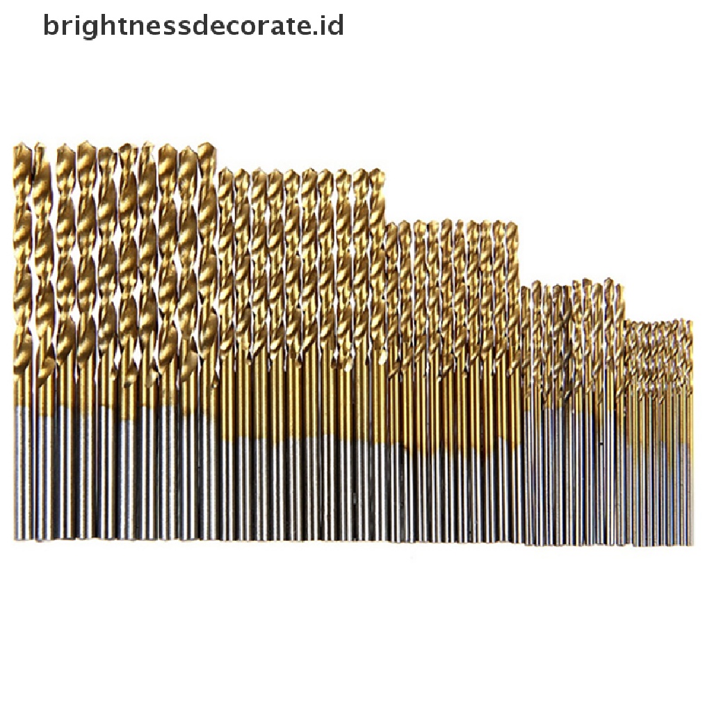 [Birth] 100/50pcs Titanium Coated HSS Alat Set Mata Bor Baja Kecepatan Tinggi [ID]