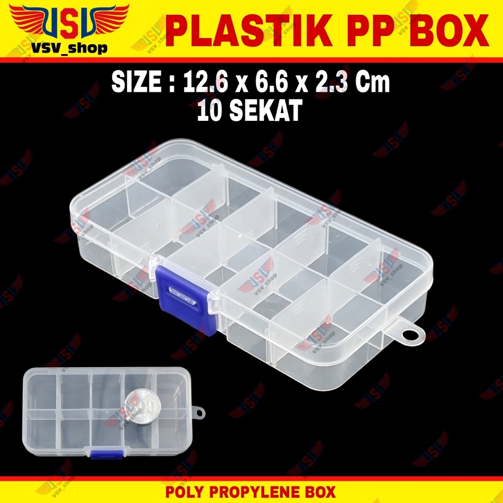 Kotak Plastik 10 Sekat Penyimpanan Box Plastik PP Case Plastic Storage Box QC10