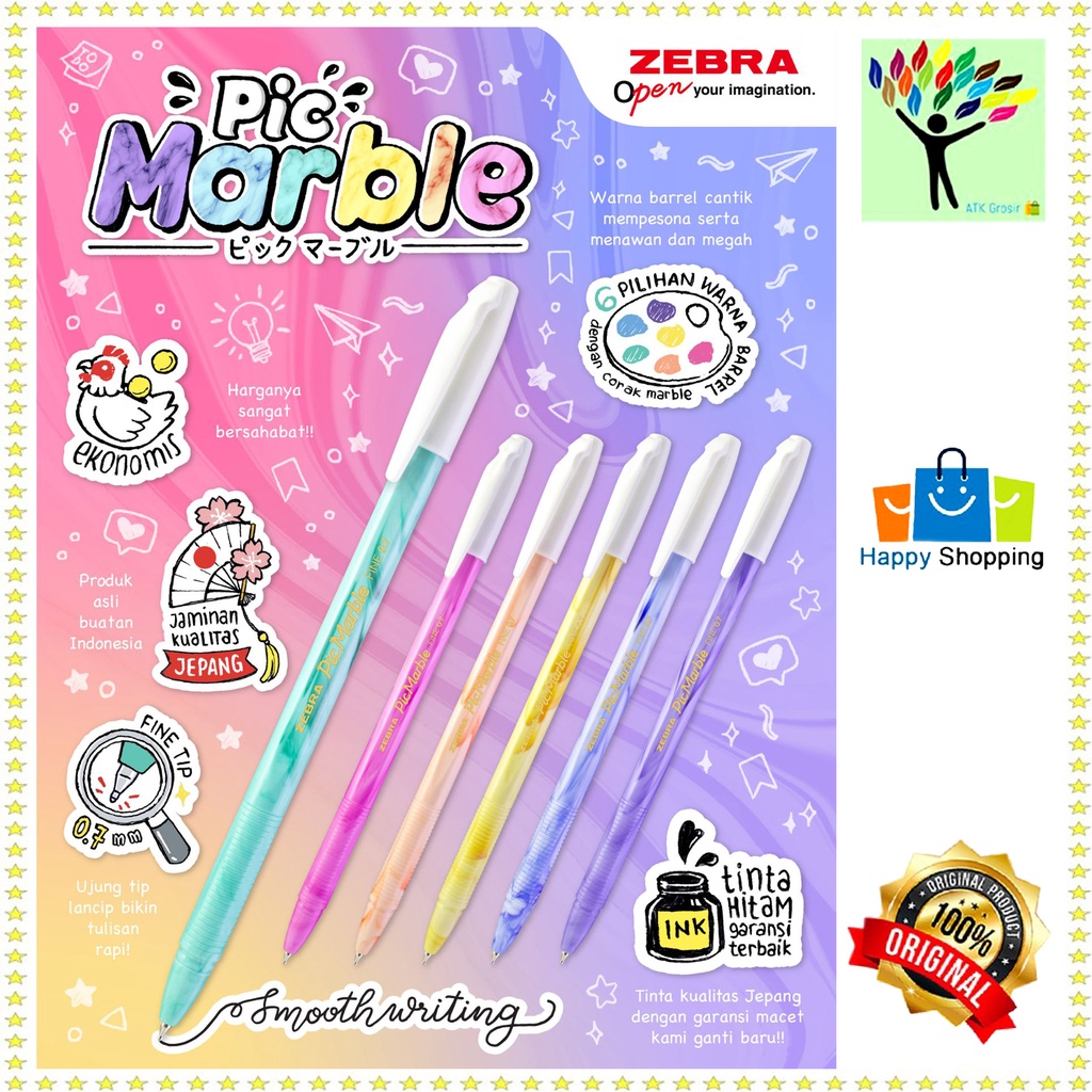 

Pulpen Zebra Pic-marble 0.7 mm