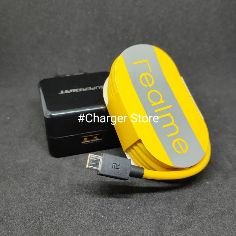 Charger Realme Hitam Micro USB ORIGINAL SUPER DART VOOC 65W