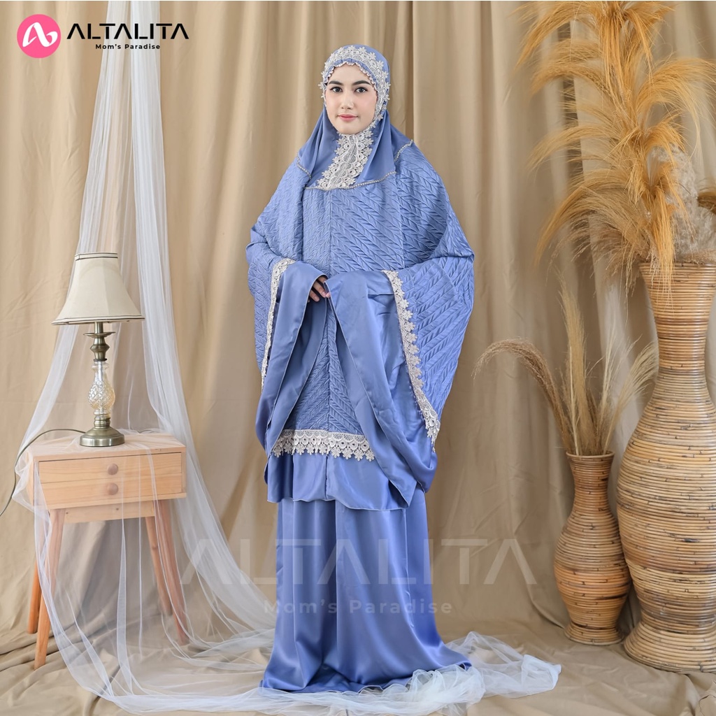 Altalita - Mukenah Taleetha Dewasa Jumbo Renda Mewah Sutra Velvet Polos Adem Tebal Premium