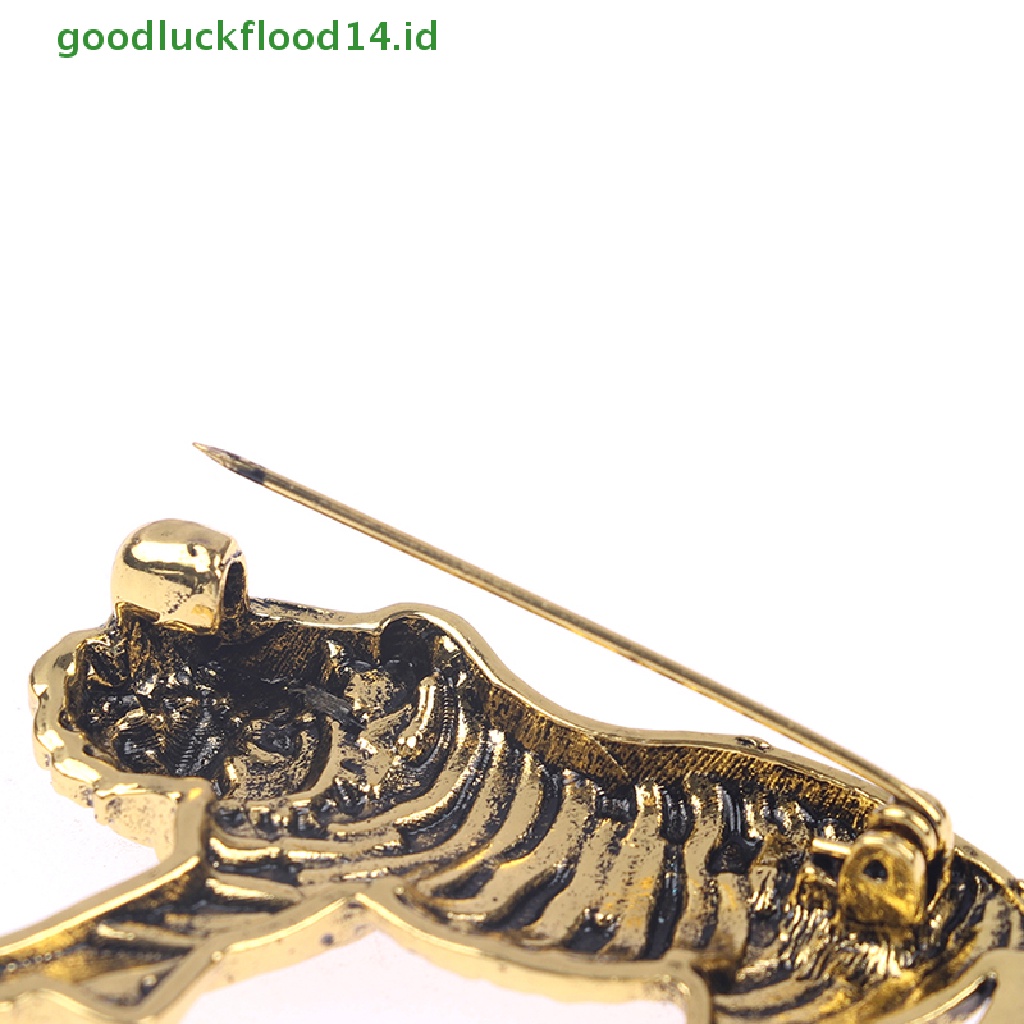 [GOOGFOUR] Tiger Bros Untuk Wanita Pria 2-warna Animal Brooch Pin Hadiah [Atasan]