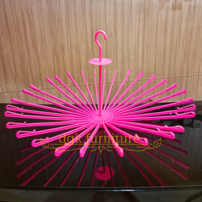 Folding Hanger Bulat Jemuran Payung Gantungan Baju Pakaian Bayi Anak Kolor Kaos Kaki Plastik 30 Tangkai 30 Stick 30 Stik STABILO ORANGE HIJAU PINK